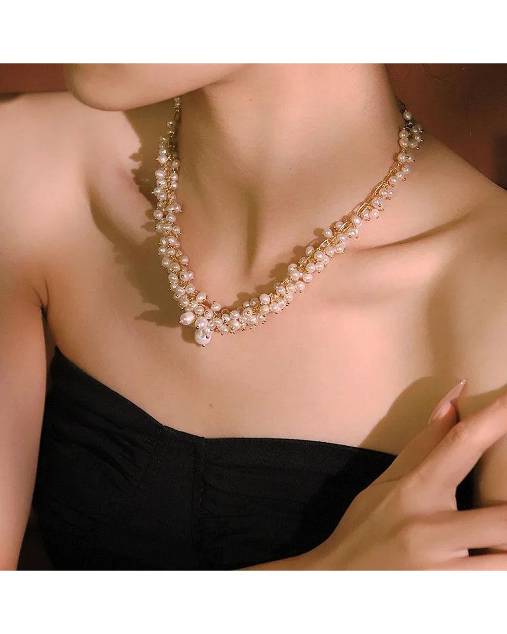Angel Barocco Metallic Irresistible Multi Ivory Pearl Necklace