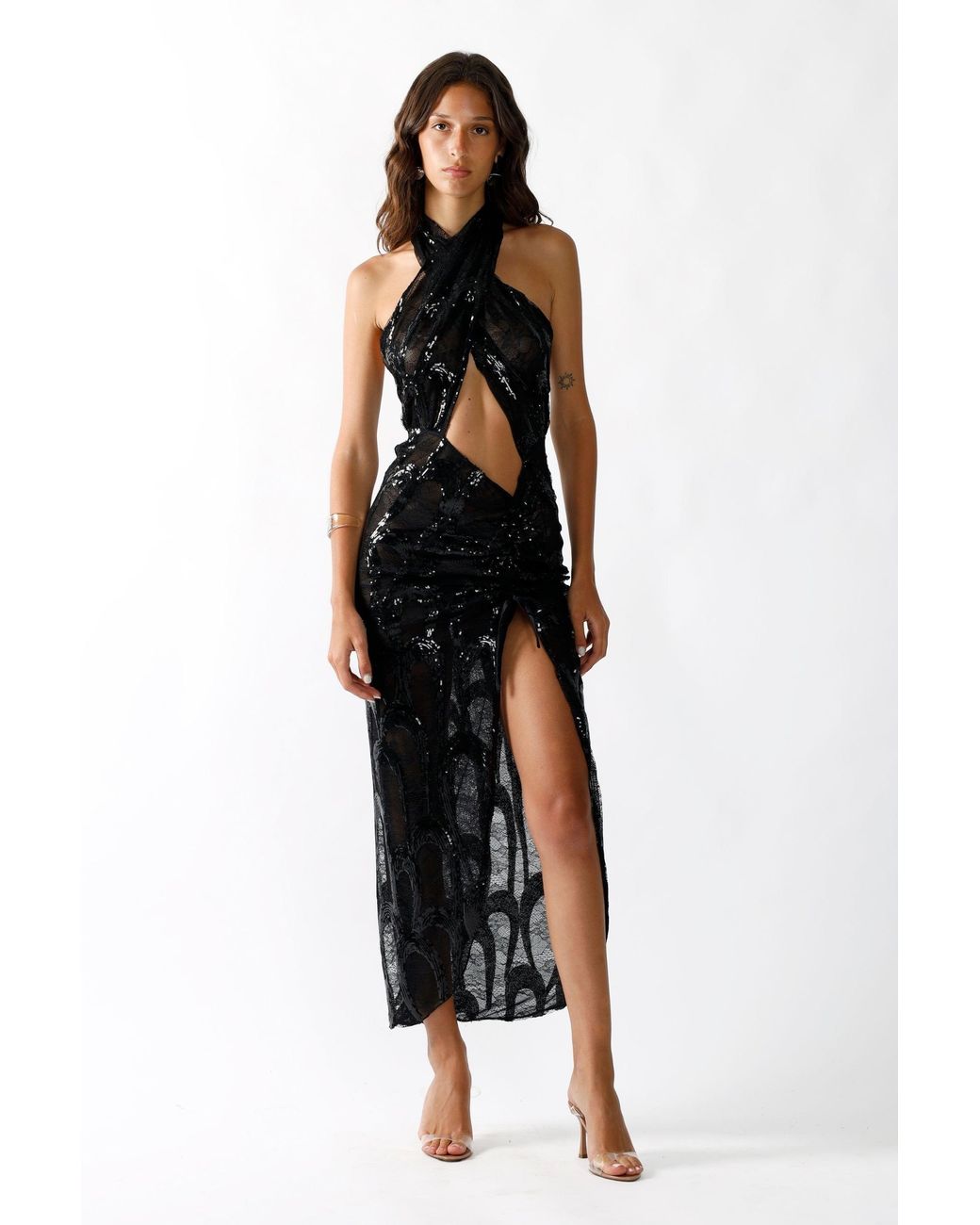 Room 24 Black Iris Sequin Lace Dress