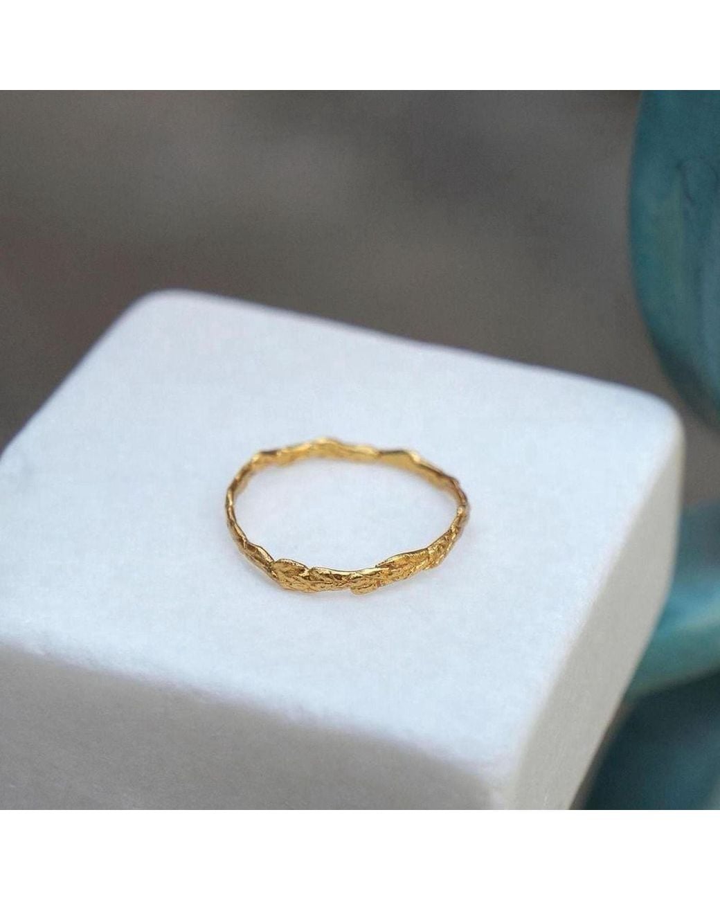 Mother Nature Jewelry Metallic Juniper Ring, Handmade Minimalist Twig Band