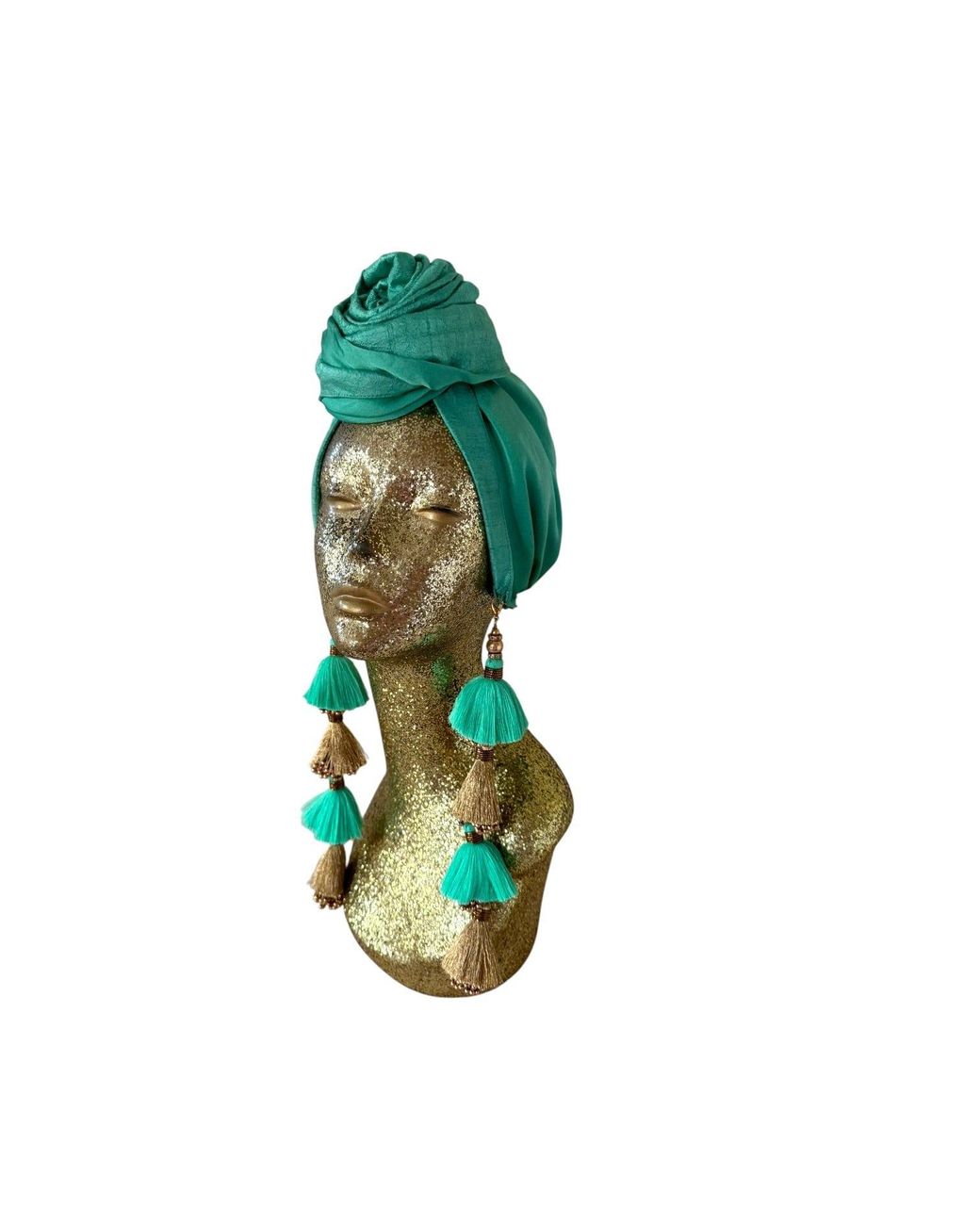 Julia Clancey Green Edith Silk Jade Dorado Reversible Turban