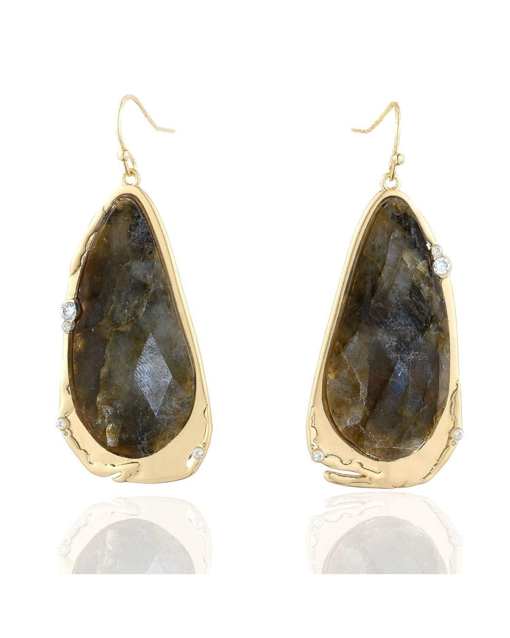 Rare Matters Jewelry Multicolor Fluid Teardrop Labradorite Statement Earrings