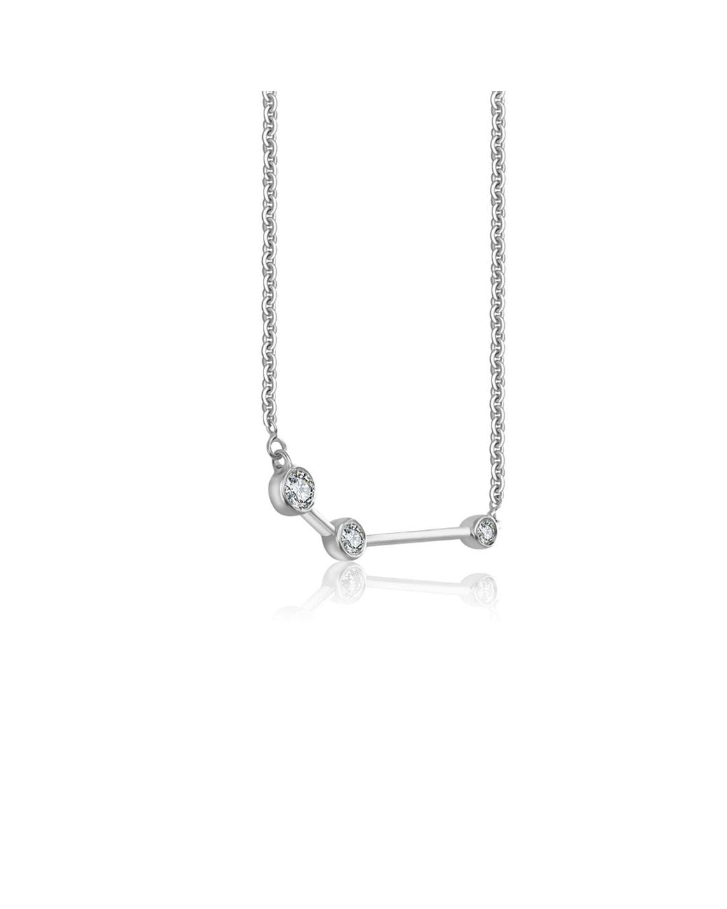 Genevieve Collection Metallic Aries Zodiac Constellation Necklace & Diamond
