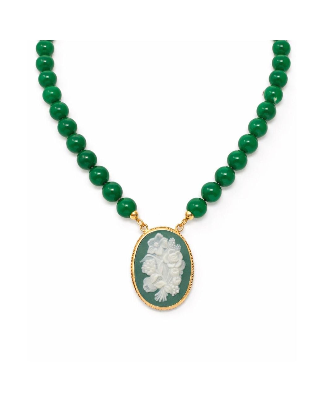 Vintouch Italy Metallic Carnation Cameo Necklace With Agate