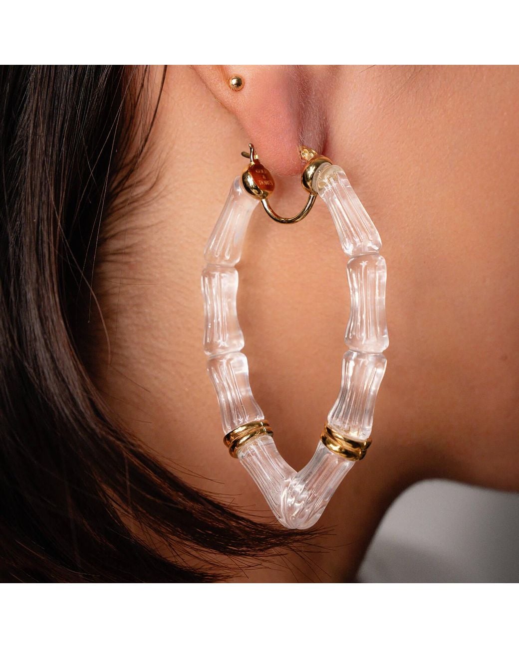 Gold & Honey Metallic Vivienne Bamboo Hoop Earrings