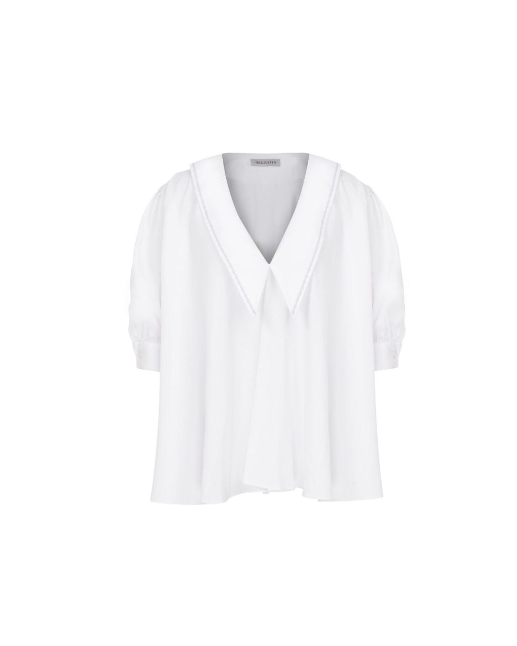 NAZLI CEREN White Poppy Ruffled Cotton Shirt