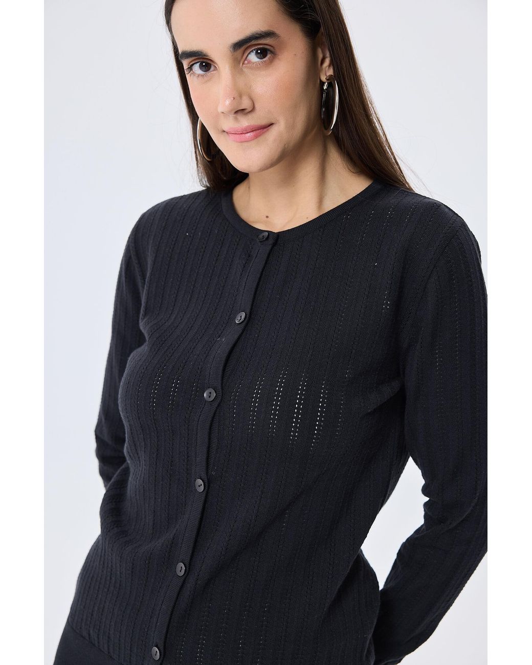 Peraluna Blue Celine Openwork Knit Cardigan