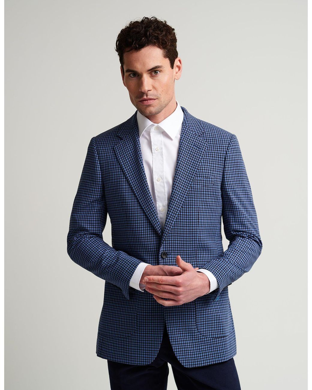 Gresham Blake Blue Gingham Jacket for men