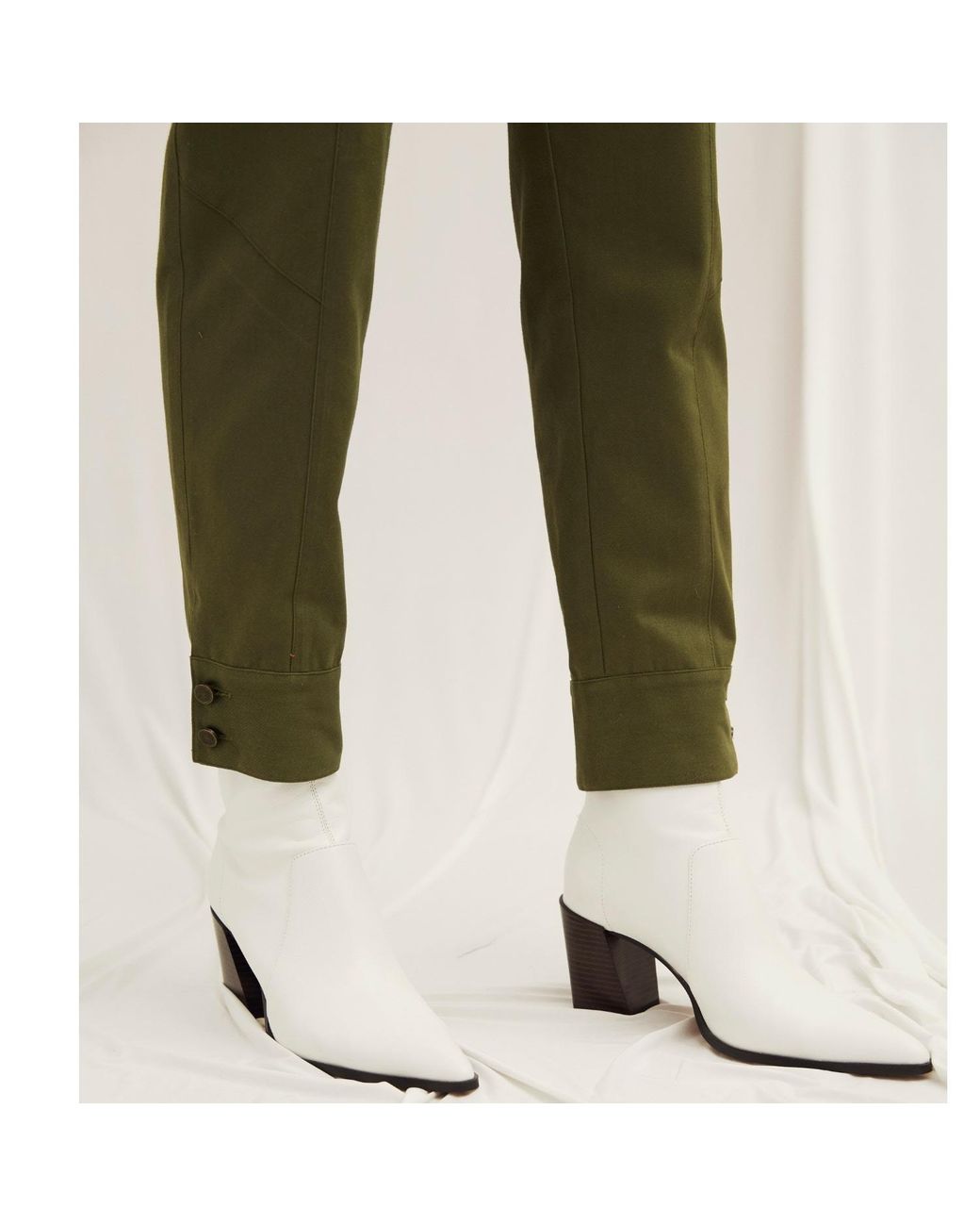 NAZLI CEREN Green Dorothy Zipped Cotton Jumpsuit