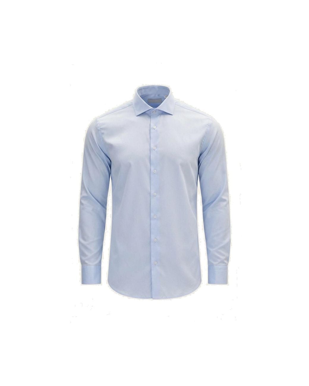 Ron Tomson Blue Non-Iron Pure Cotton Spread Collar Dress Shirt for men