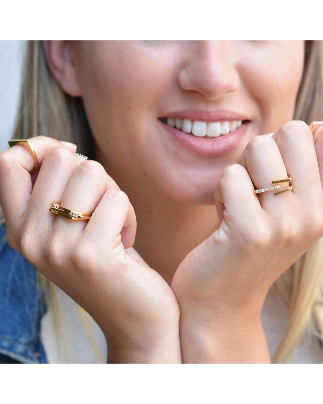 Neola Design Metallic Neringa Stacking Ring With Topaz