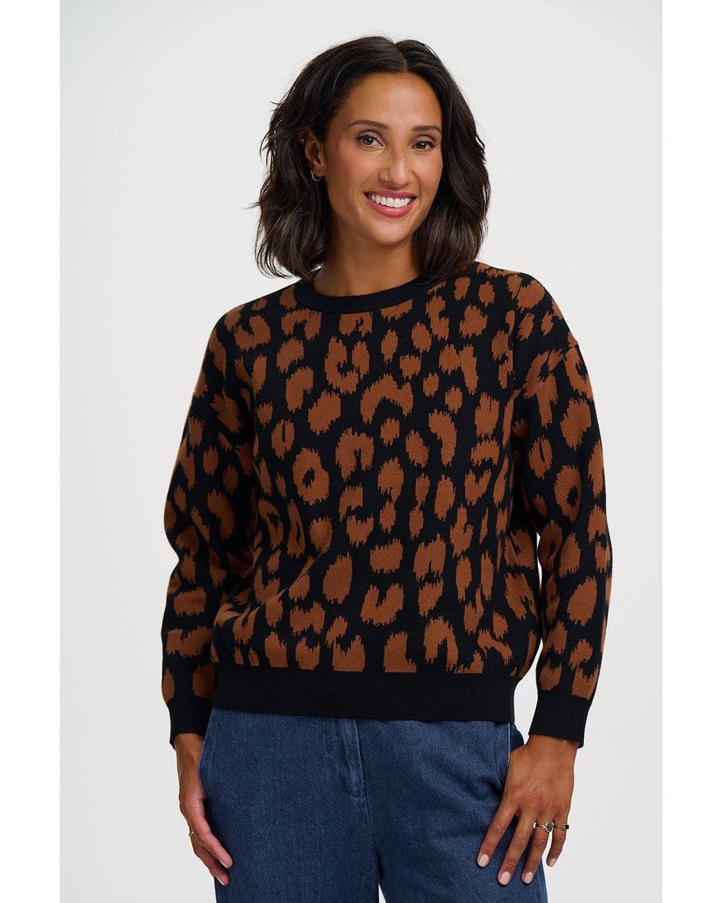 Sugarhill Black Myla Sweater Leopard