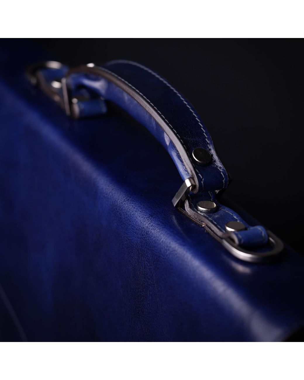 Time Resistance Blue Classic Design Leather Briefcase for men