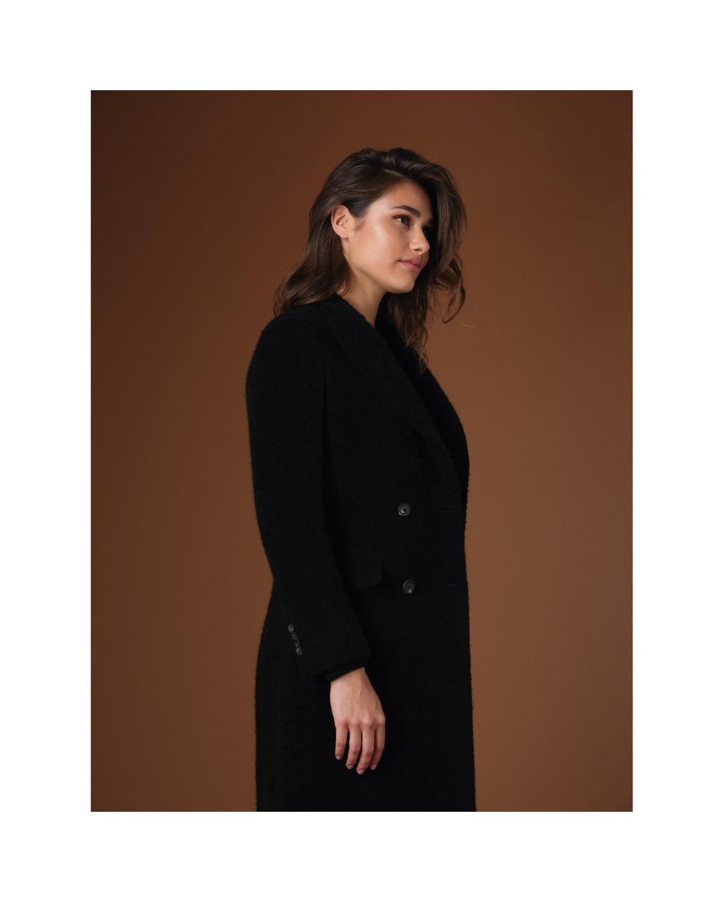 Vulto Black Alpaca Double Breasted Coat
