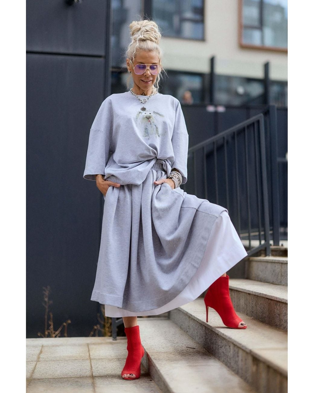 Clothes by Locker Room Gray Pleated Midi Skirt