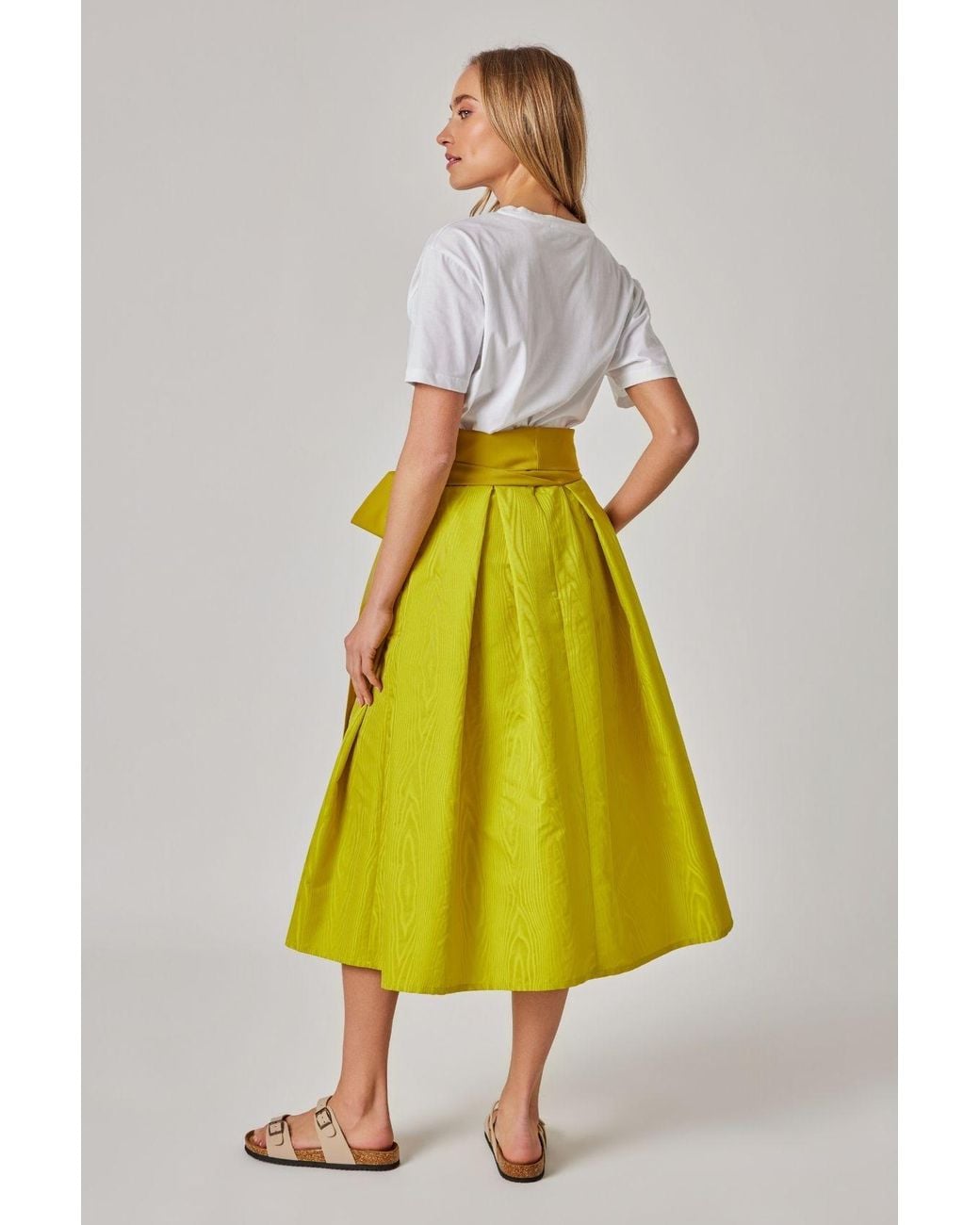 Marianna Déri Yellow Midi Skirt With Moiré Effect Lemon