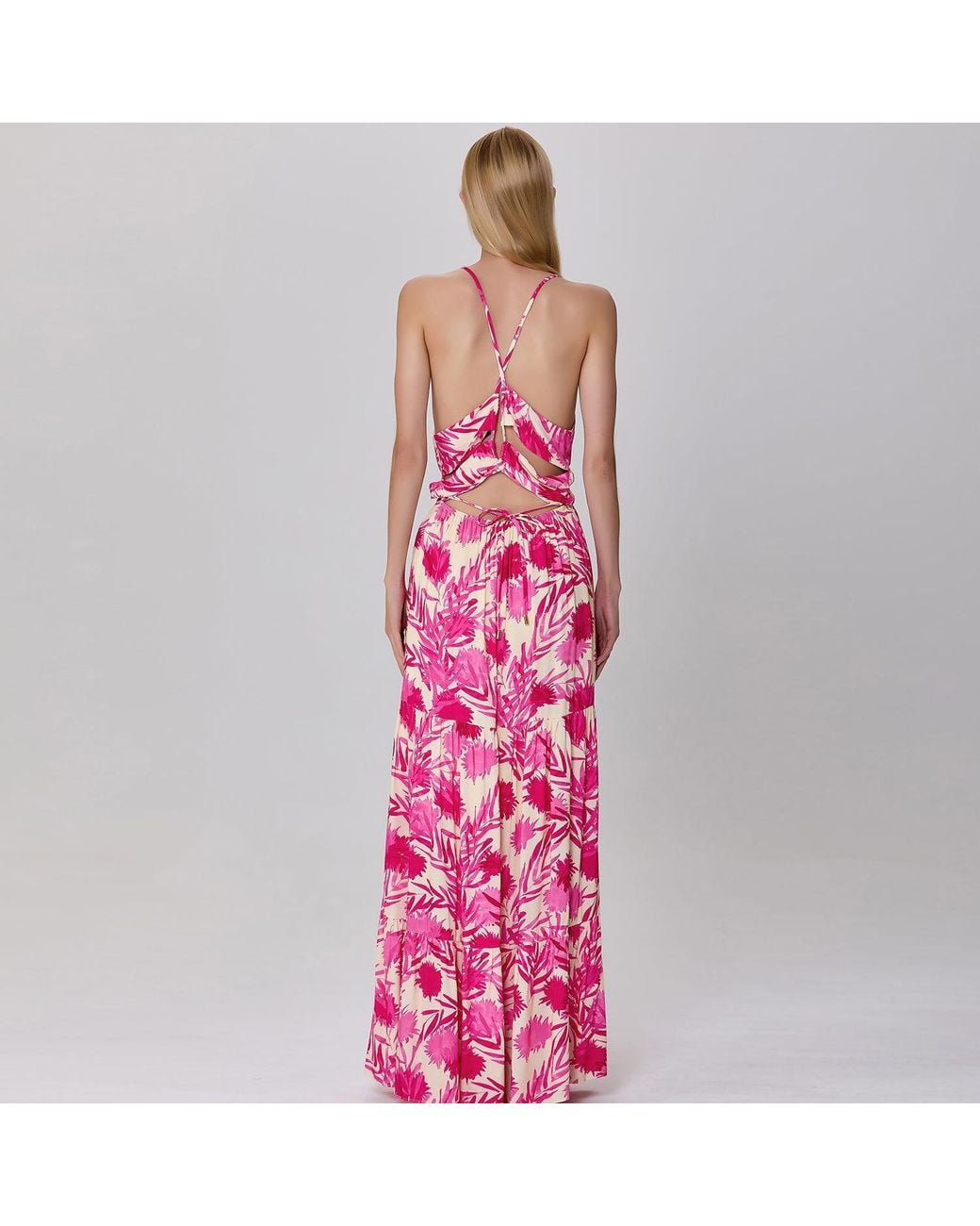 Smart and Joy Red Monochrome Print Strappy Maxi Dress