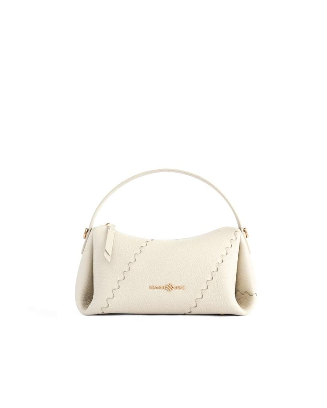 Orange Cube White Mosaic Baguette Bag