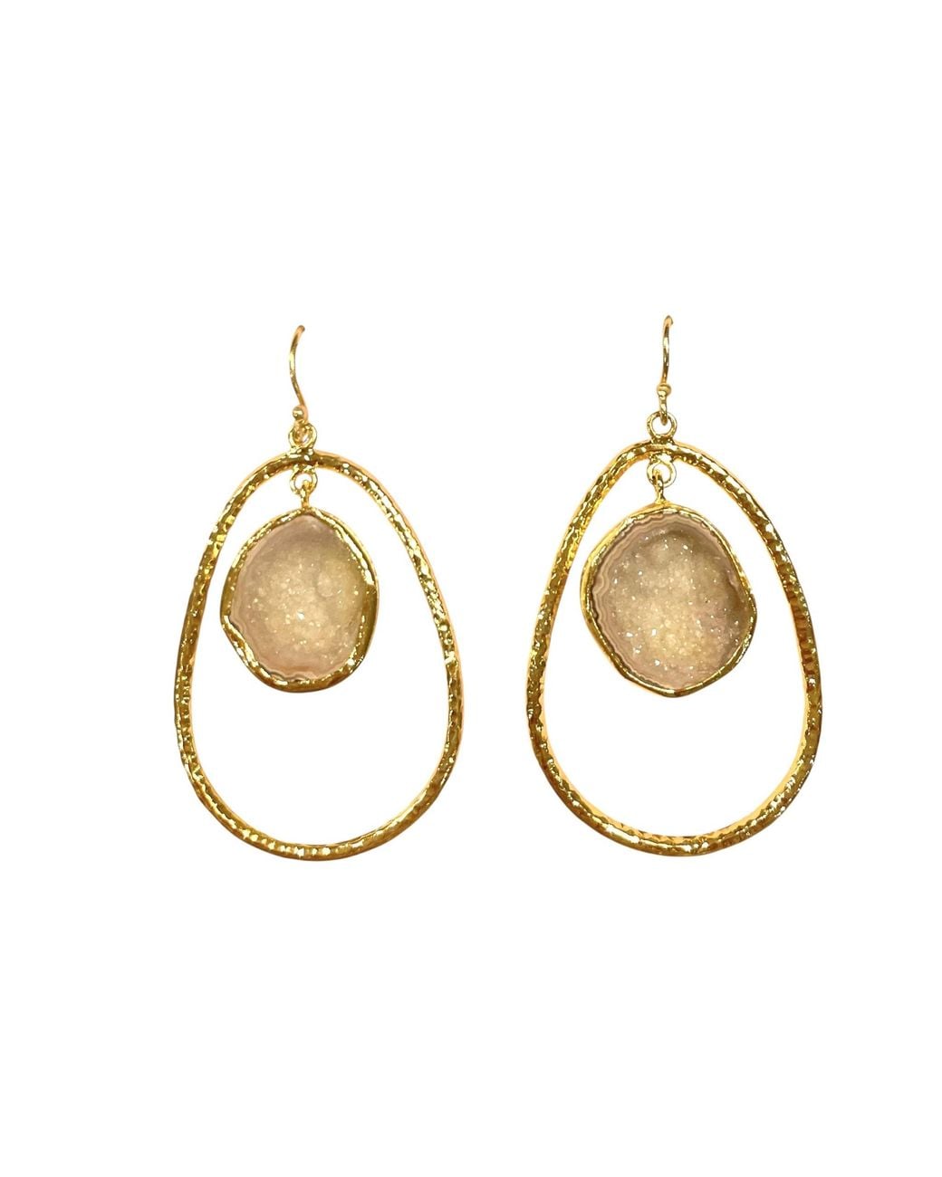 Magpie Rose Metallic Neutrals Hoop Rock Drops Earring