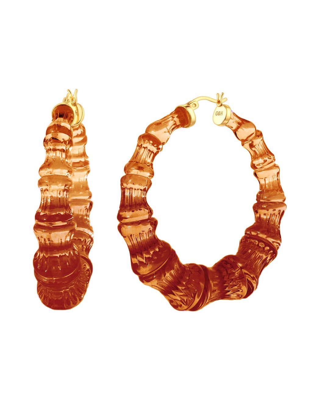 Gold & Honey Orange Neutrals Rum And Coke Bamboo Hoop Earrings