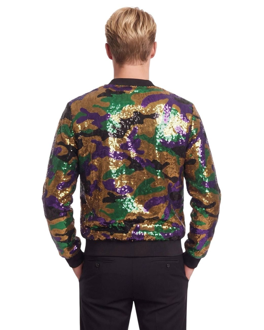Any Old Iron Green Nola Camo Sequin Bomber Jacket for men
