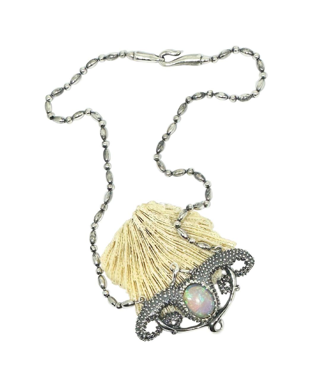 Tg-Jewellery by Tamara Gervasio Multicolor Sea Urchin Necklace With Fire Opal Cabochon