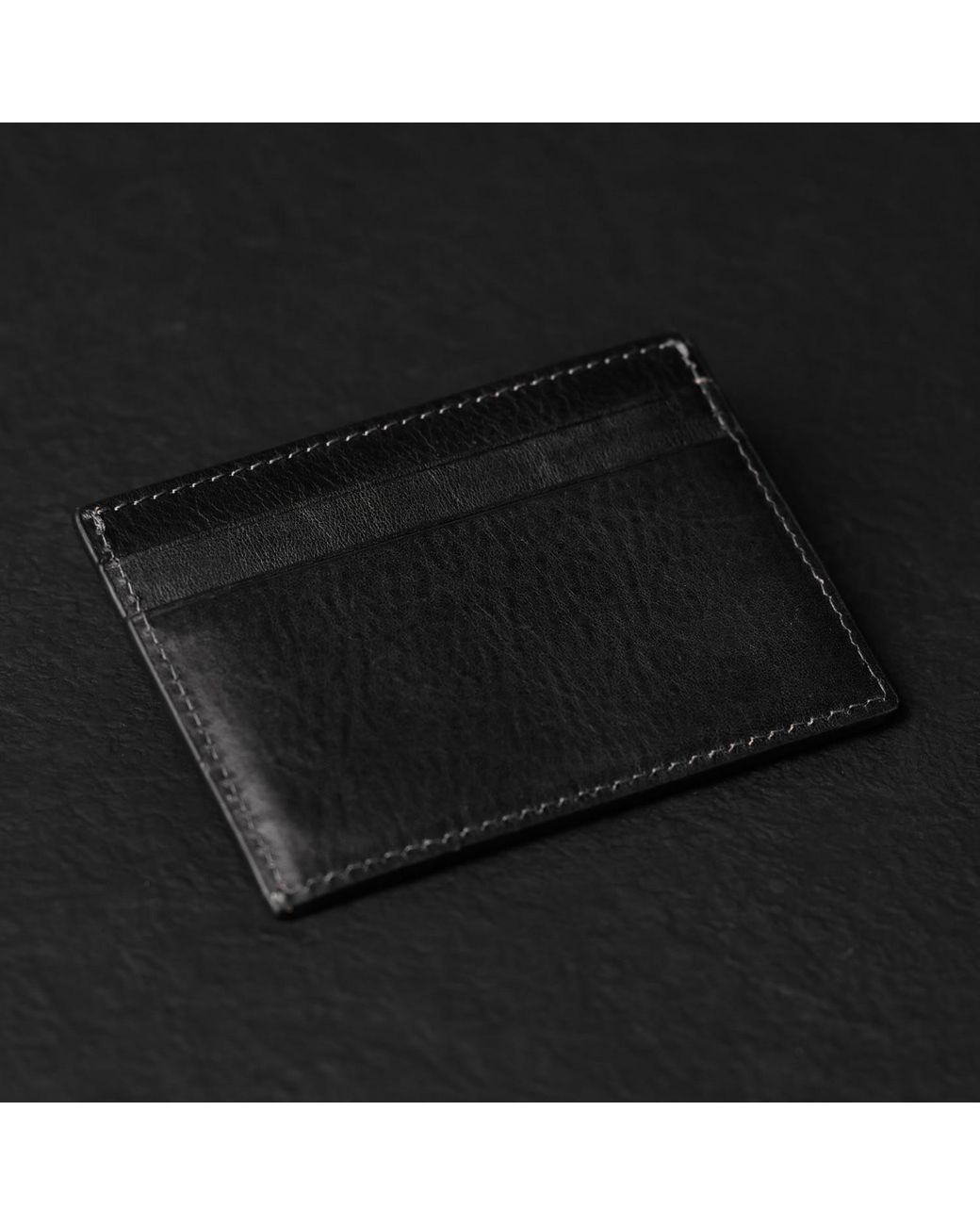 Time Resistance Black Leather Credit Card Case Business Card Case