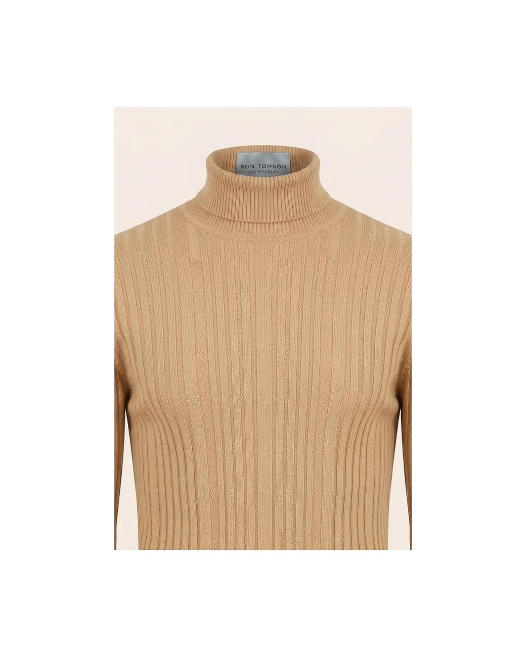 Ron Tomson Natural Neutrals Roll Neck Ribbed Sweater for men