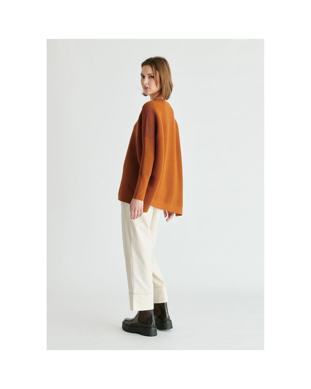 Paisie Brown Ribbed Jumper