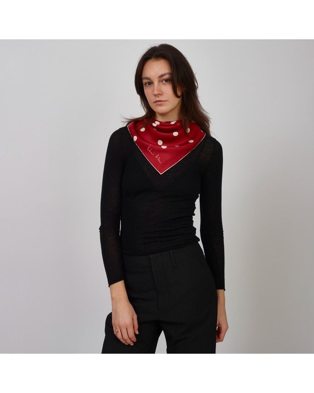 Richard Allan London Red And Polka Silk Scarf