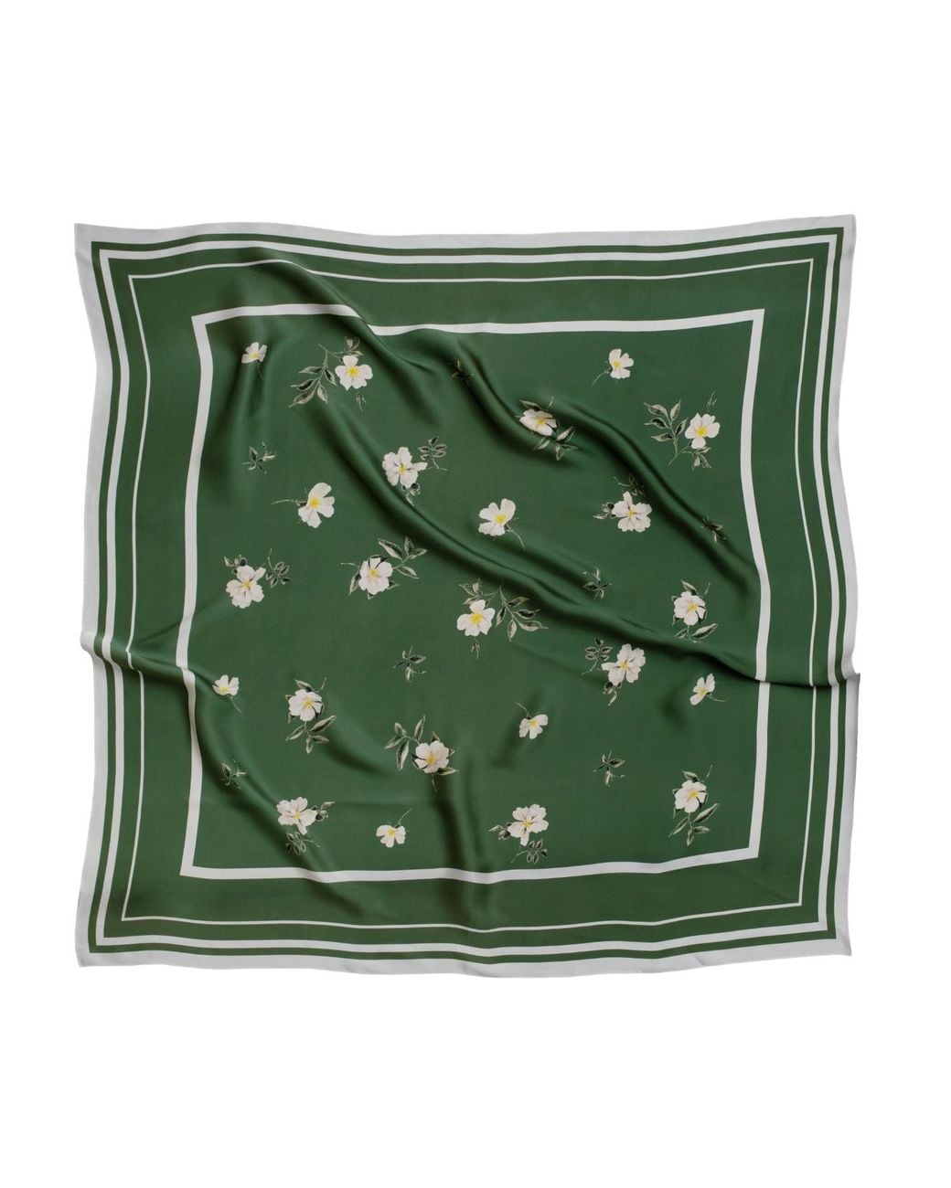 RainSisters Green Large Floral Natural Silk Scarf