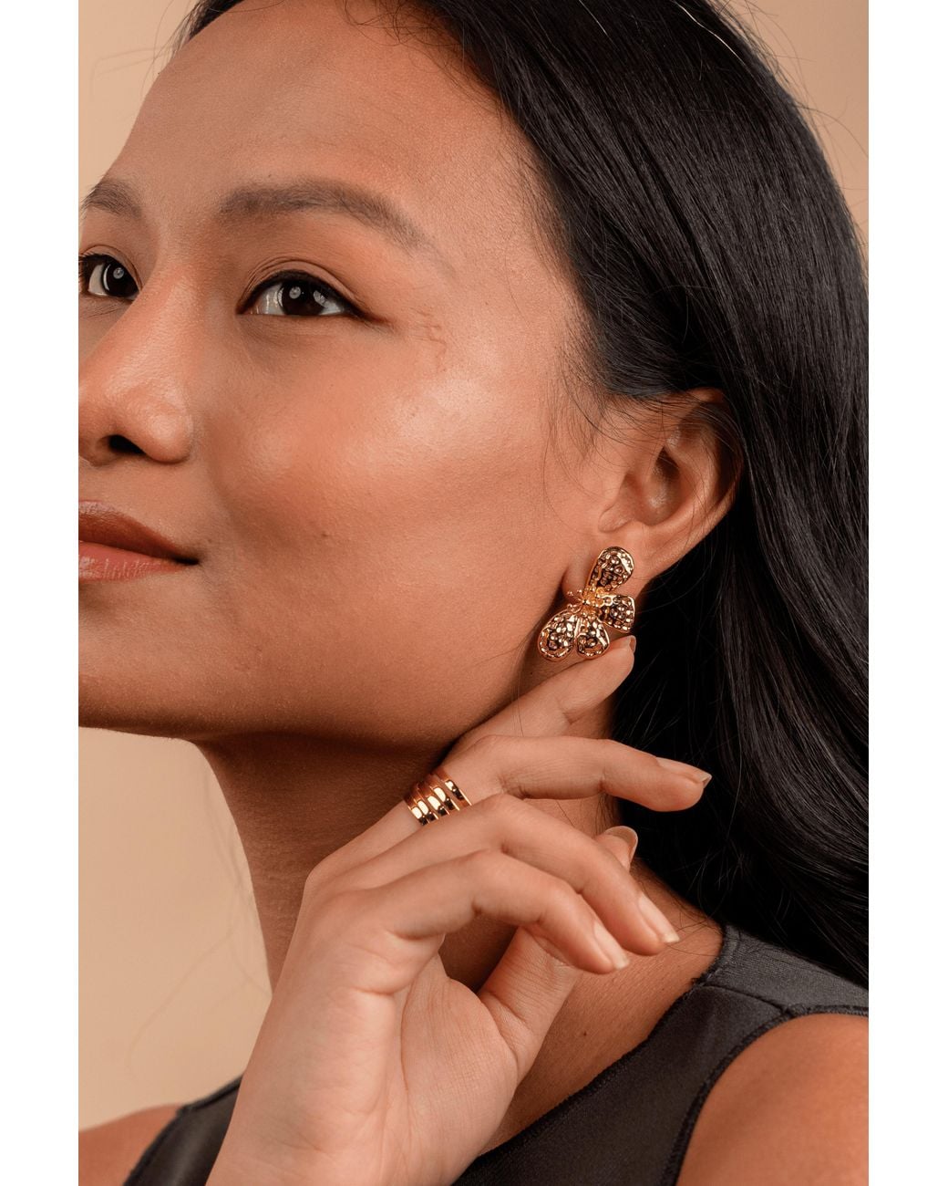 Zynnia Collective Metallic Textured Bloom Studs
