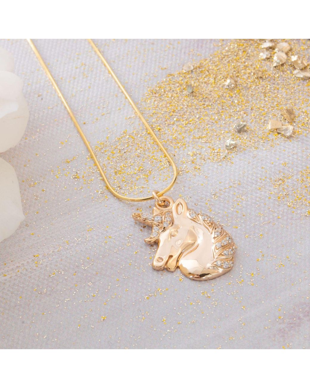 Seven Saints Metallic Mystical Unicorn Necklace, Over Sterling