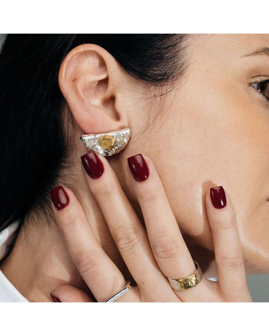 Moca Jewellery Gray Half Moon Earrings