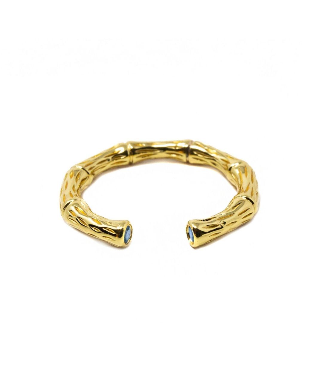 NASI SILVER Metallic Bamboo Stacking Ring- Topaz