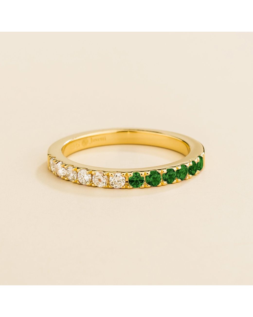 Juvetti Yellow Dimi Emerald & Diamond Half Eternity Ring
