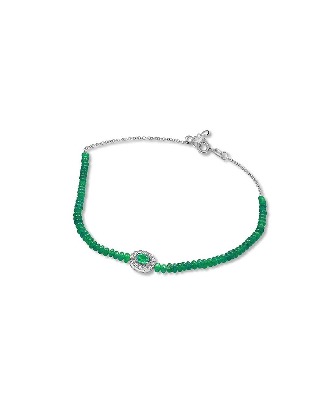 Genevieve Collection Blue 18K Emerald Bead Bracelet