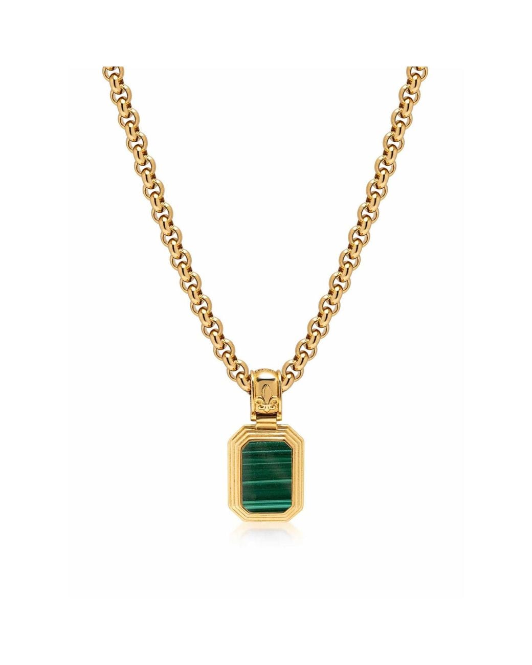 Nialaya Metallic Sterling Necklace With Two-In-One Malachite & Onyx Pendant for men
