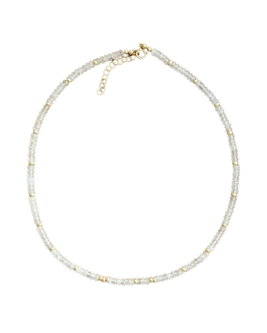 Herself Collections Metallic Moonstone Morse Code Necklace