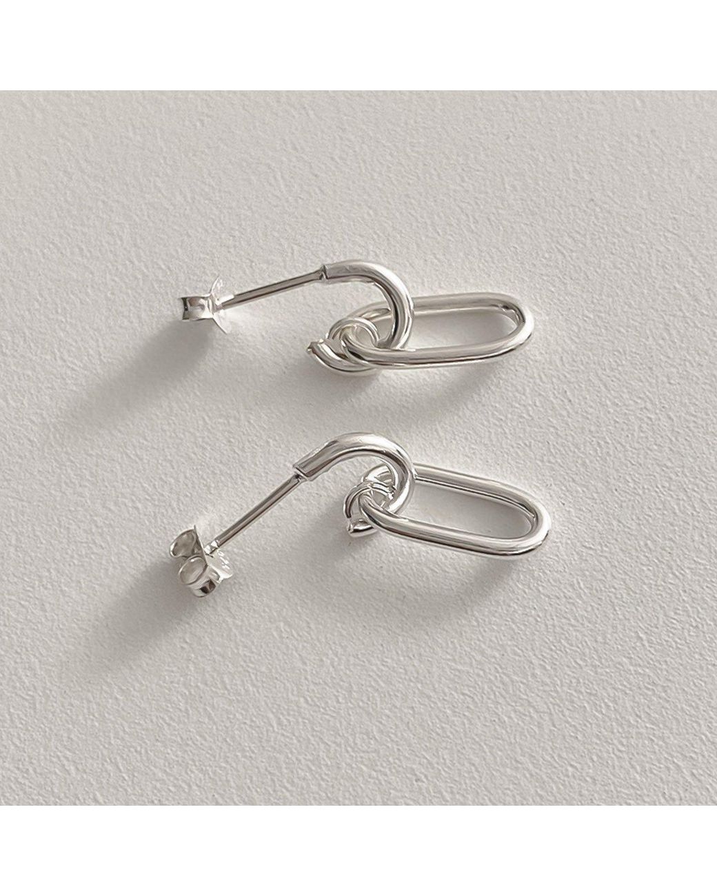 Cote Cache Metallic Oval Chain Link Drop Earrings