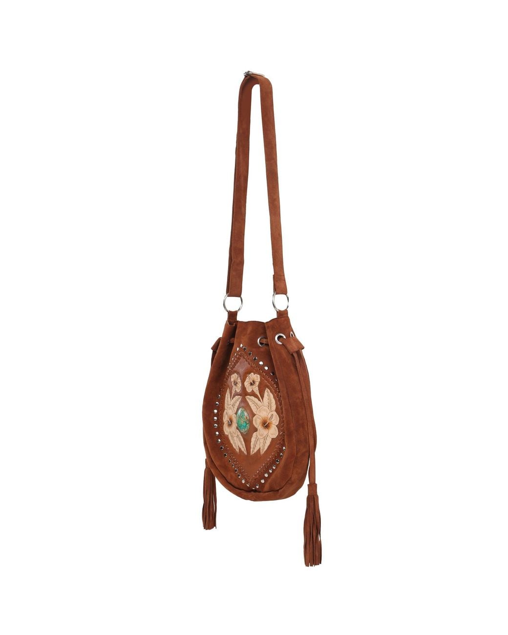Jodi Lee Brown Hula Hibiscus Pouch Bag Tobacco