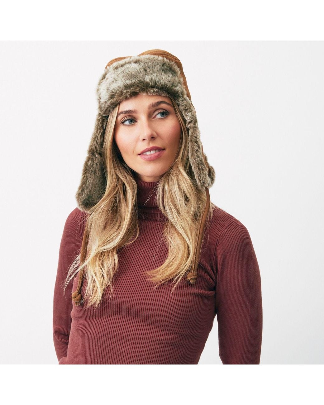 Owen Barry Brown Sheepskin Trapper Hat Ottoman Tan Garth