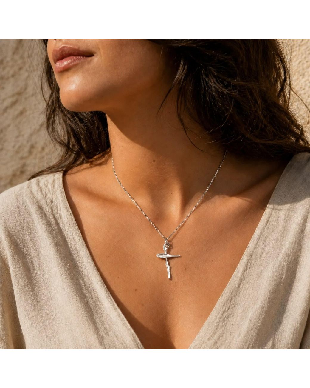 Mother Nature Jewelry Metallic Cross Necklace, Handmade Leaf Pendant