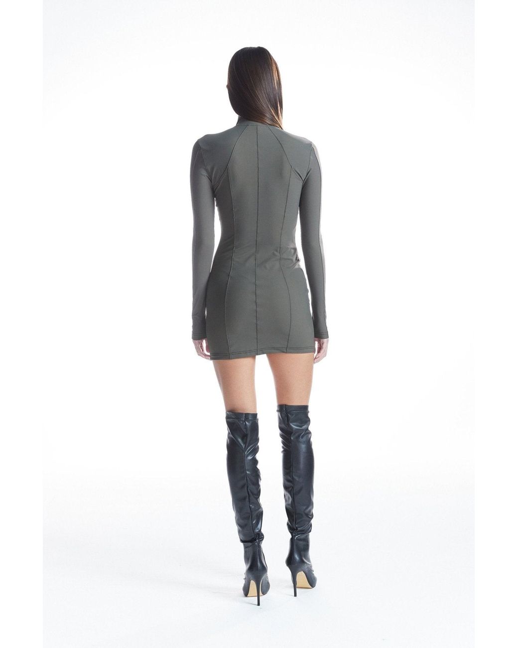 No'design Brown Zip-Up Khaki Mini Dress