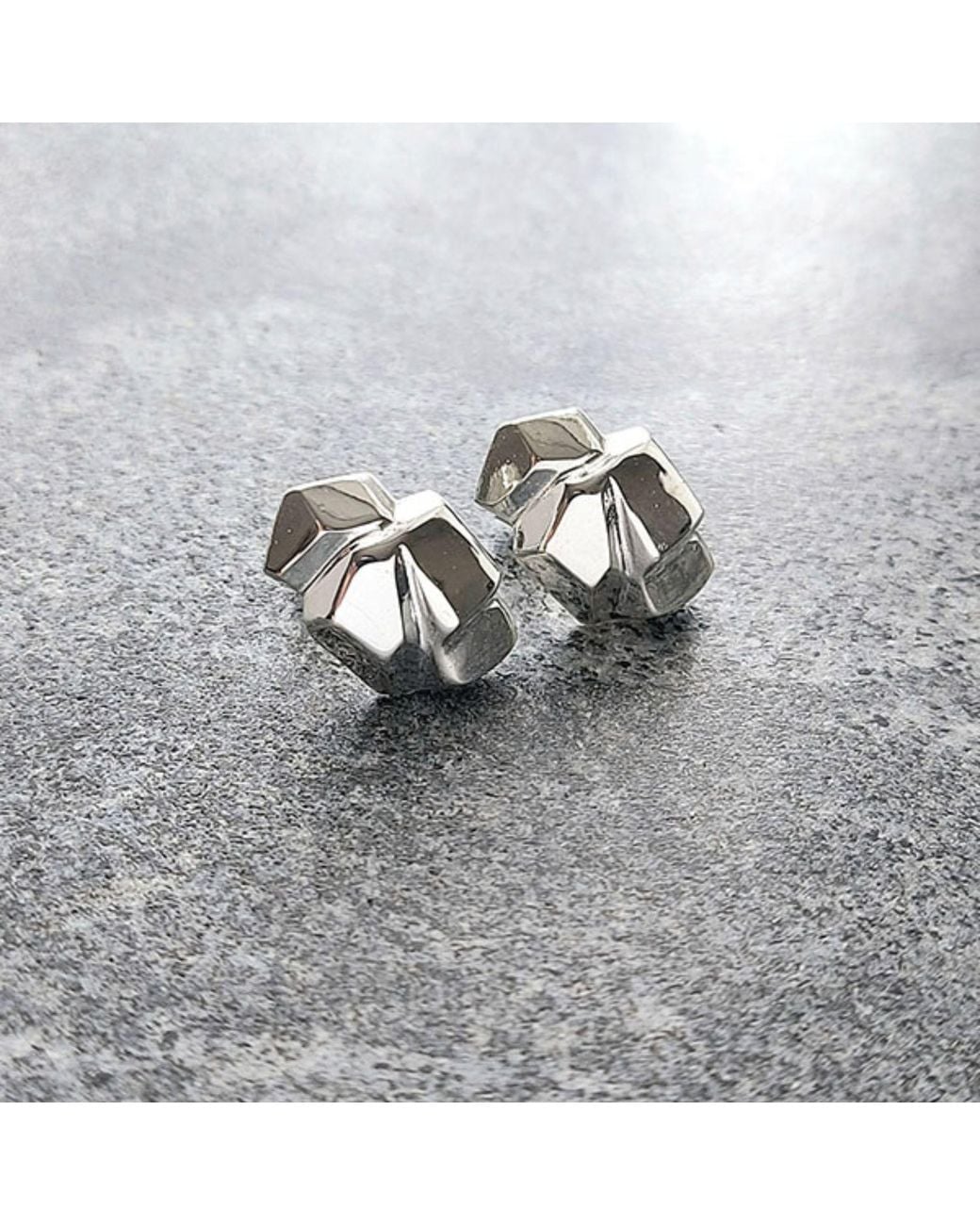 Edge Only Metallic Rock Earrings Sterling