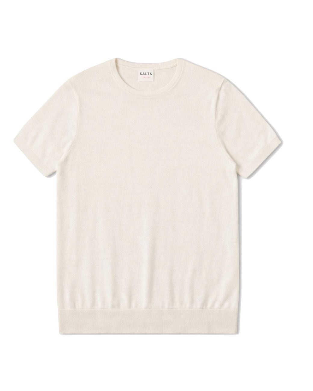 Salts Cashmere White Short Sleeved Knitted Tee for men