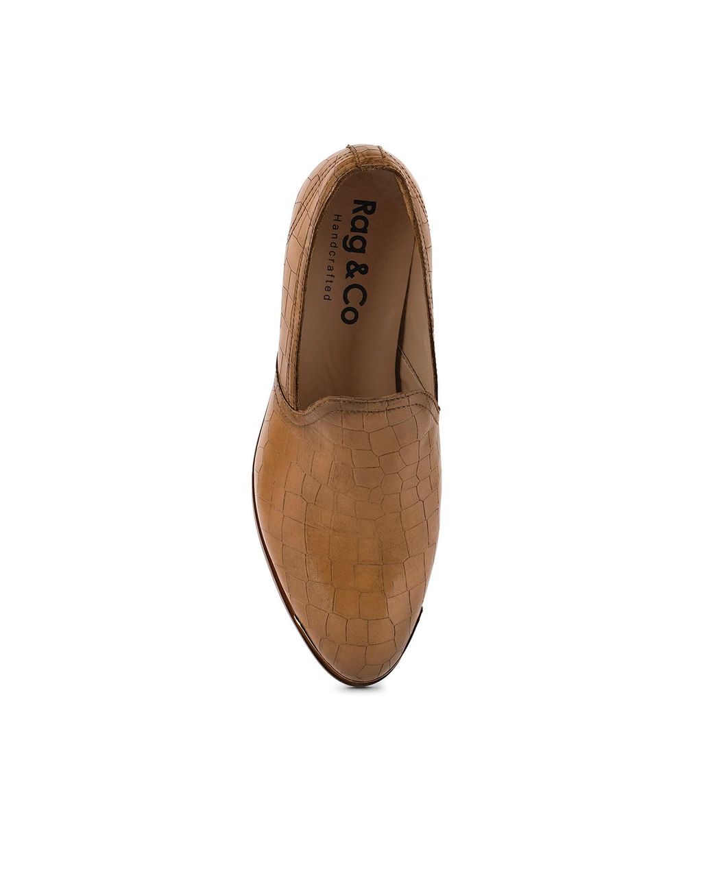 Rag & Co Brown Lilliam Metal Highlight Casual Leather Loafers