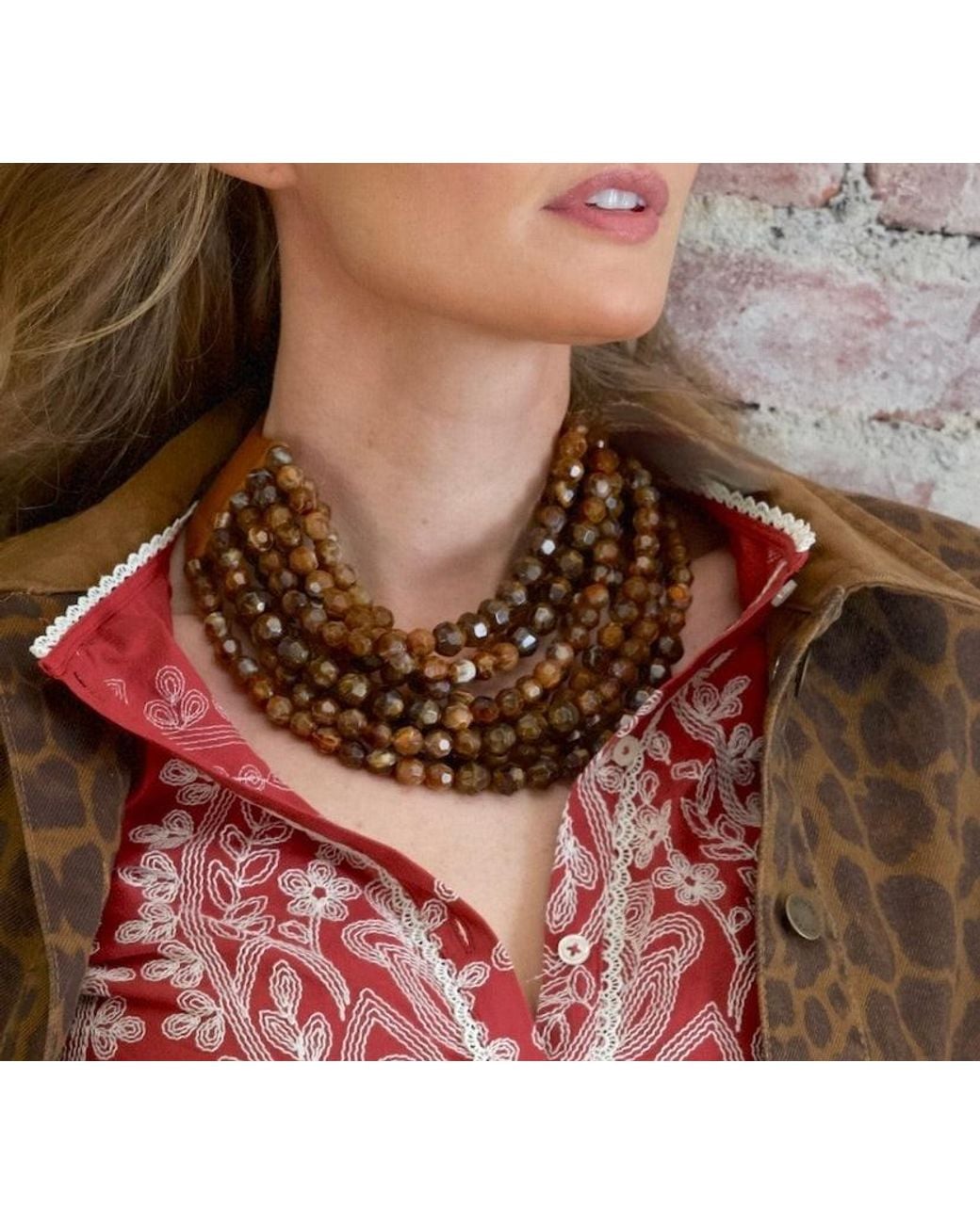 Fairchild Baldwin Brown Neutrals Bella Grace Deep Havana Necklace