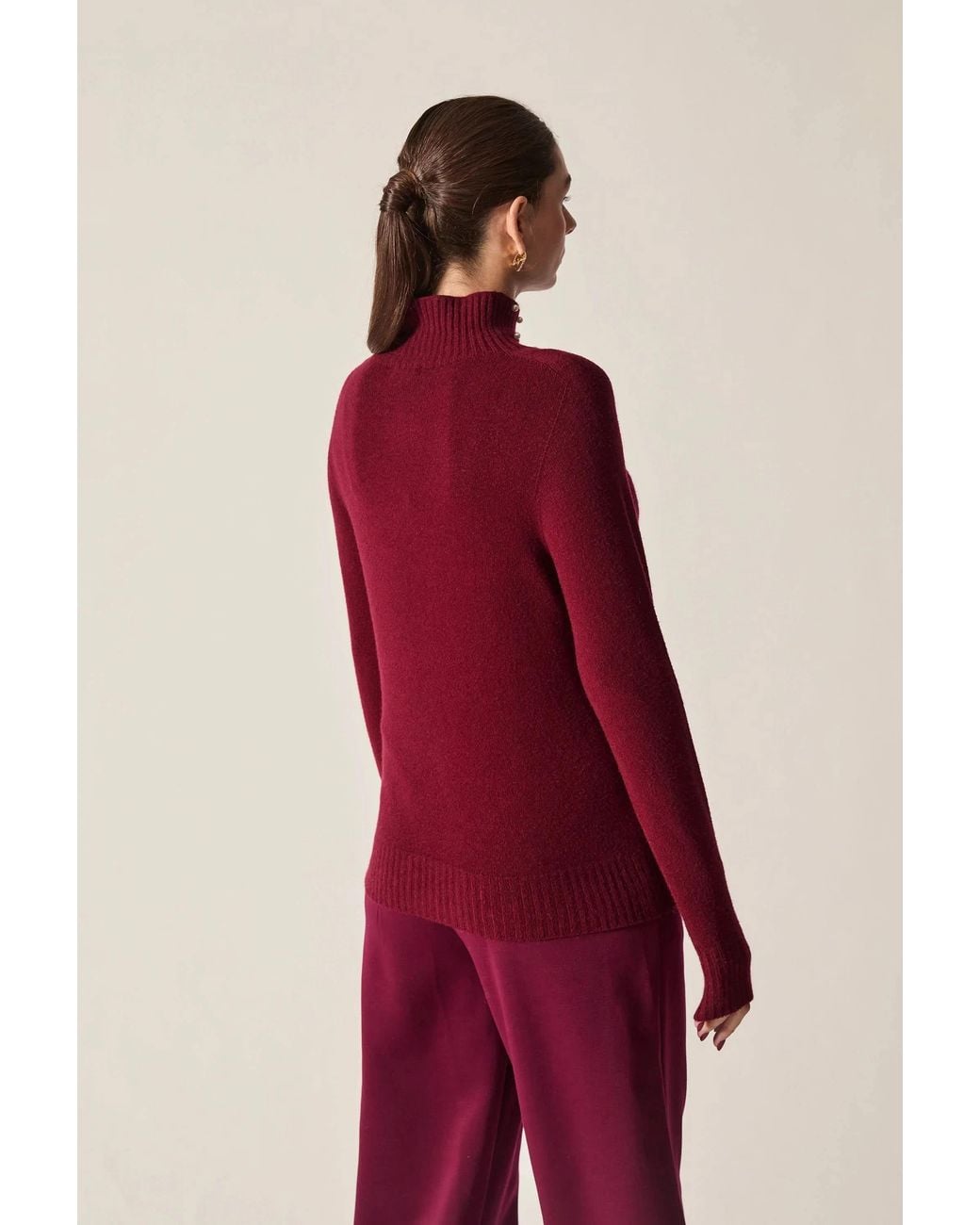 James Lakeland Red Pearl Neck Jumper