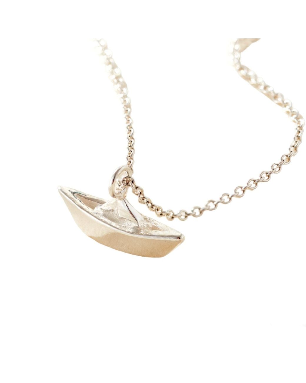 Posh Totty Designs Metallic Sterling Origami Boat Charm Necklace