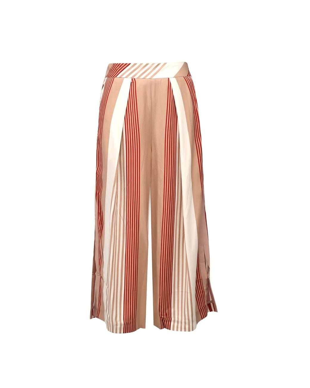 Smart and Joy Pink Stripe Print Fold Capri Pants